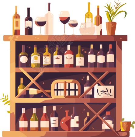 酒吧简约酒架插画
