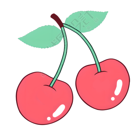 粉色樱桃甜酷平面插画