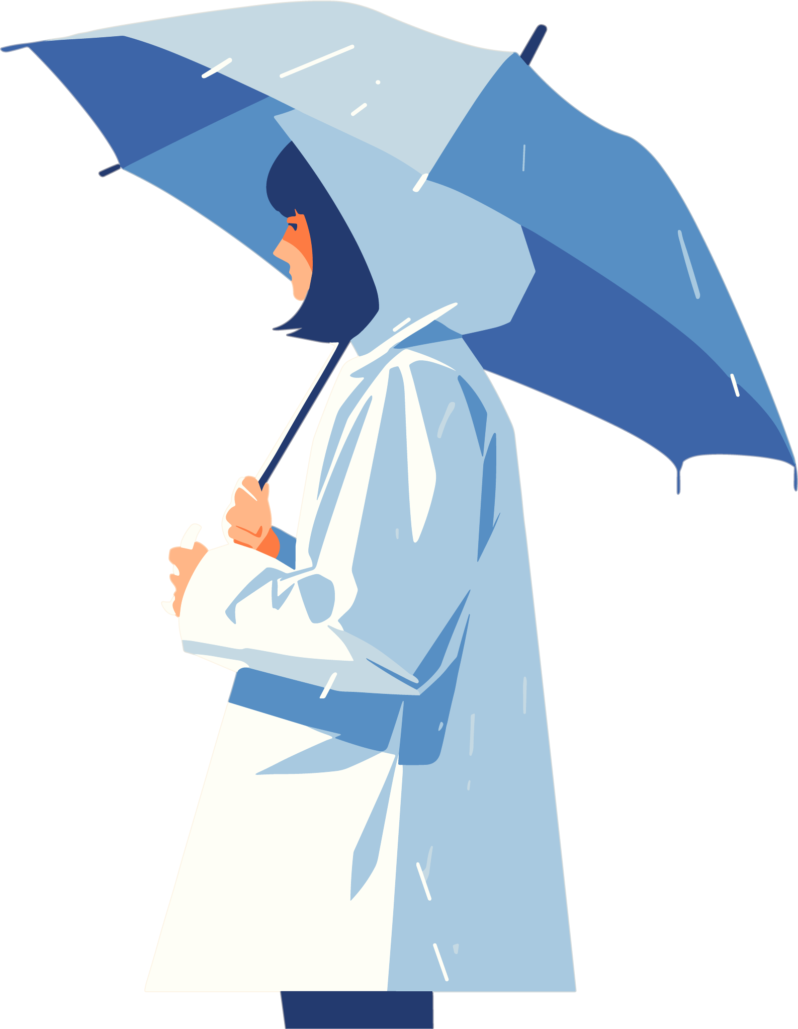 打伞的女孩暴雨元素