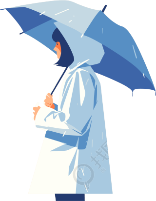 打伞的女孩暴雨元素