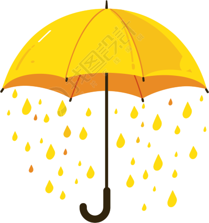 暴雨天气黄色雨伞插画