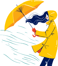 打伞的女孩暴雨插图