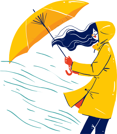 打伞的女孩暴雨插图
