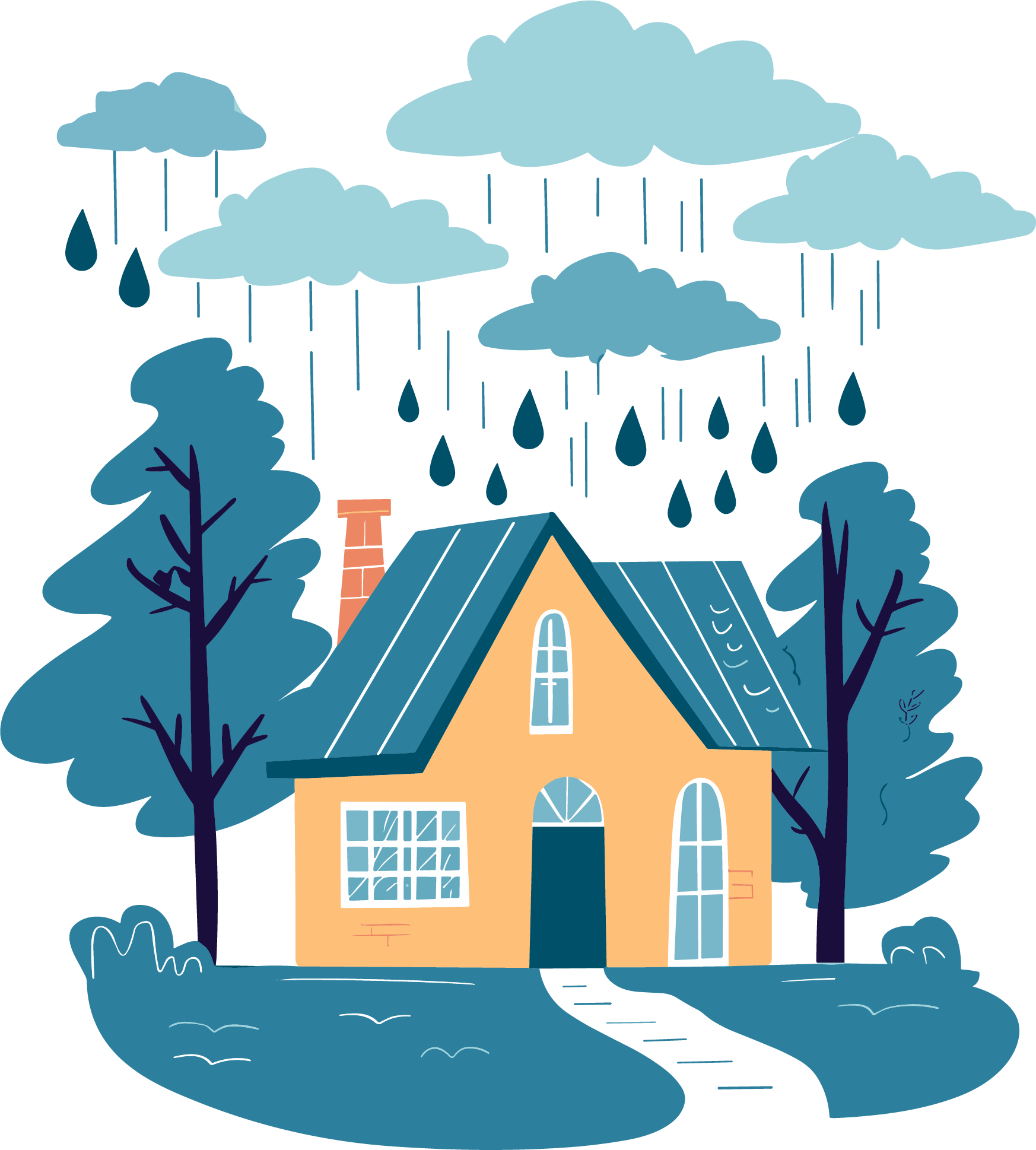 暴雨矢量插图