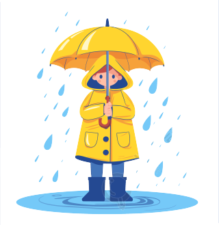 打伞的女孩暴雨图形素材