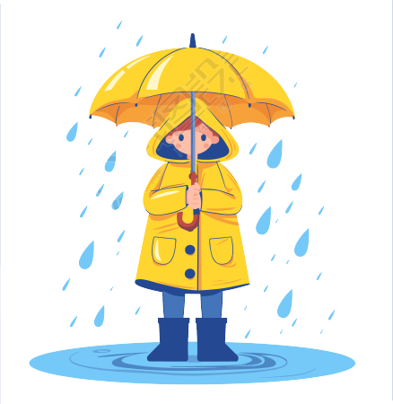 打伞的女孩暴雨图形素材