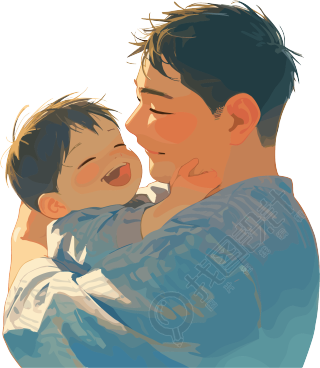 父子彩色铅笔插画