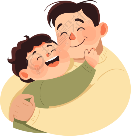 父子透明背景插图
