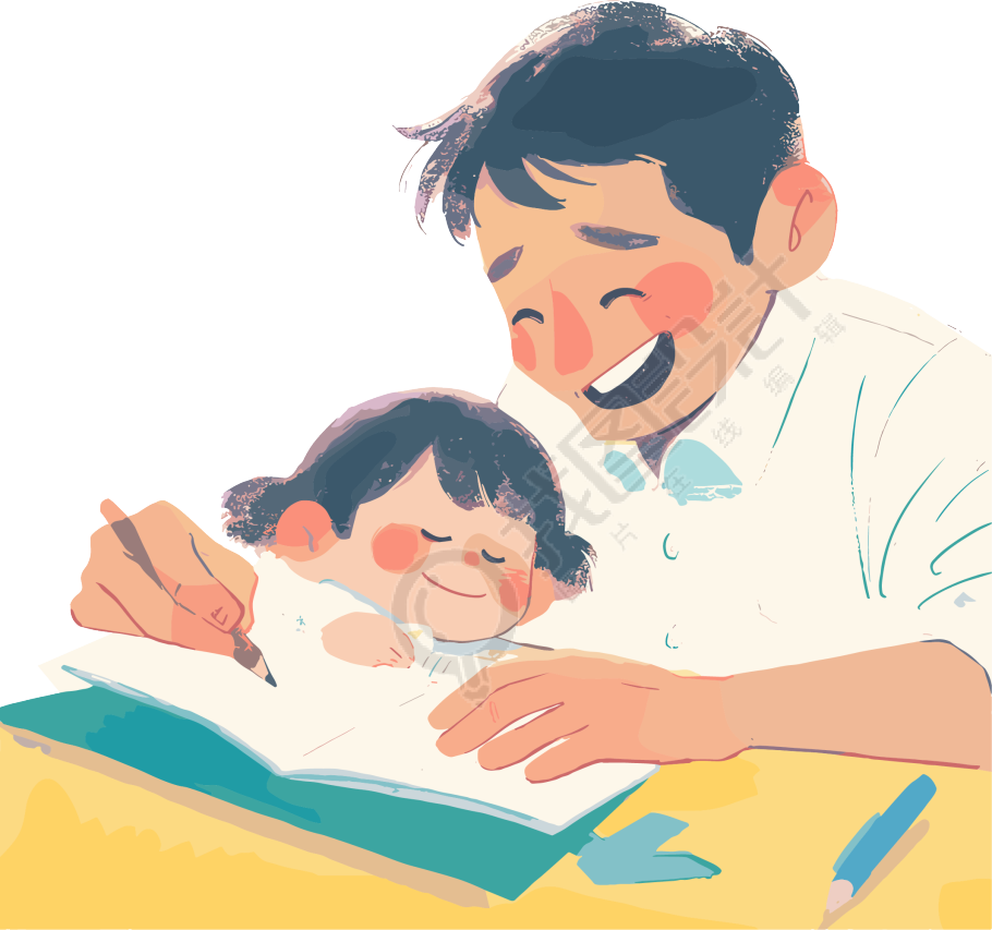 父子高清图形插画