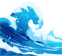 海浪透明背景插图