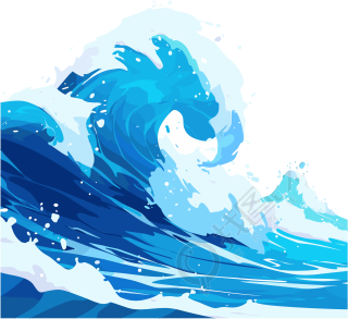 海浪透明背景插图