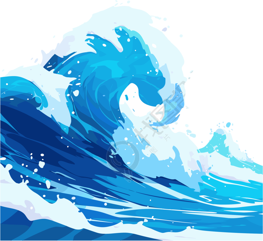 海浪透明背景插图