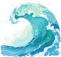 海浪简约卡通插画
