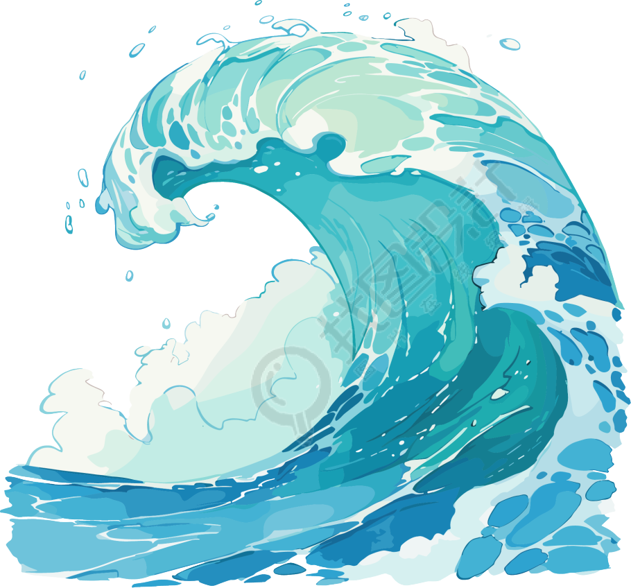 海浪简约卡通插画