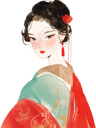 古代美女美丽插画