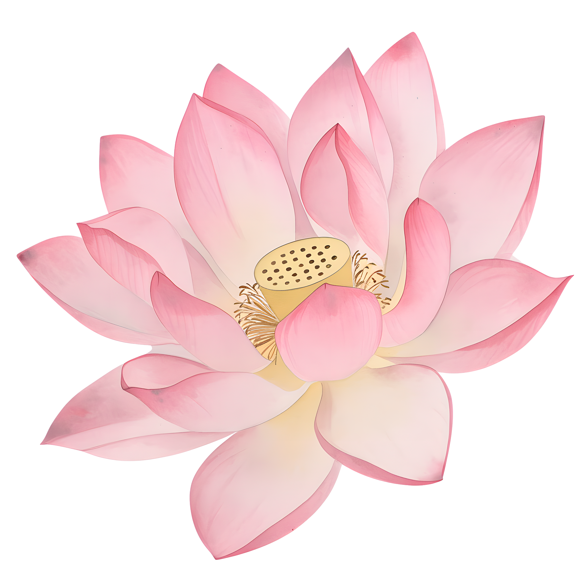 夏天粉色莲花唯美插图