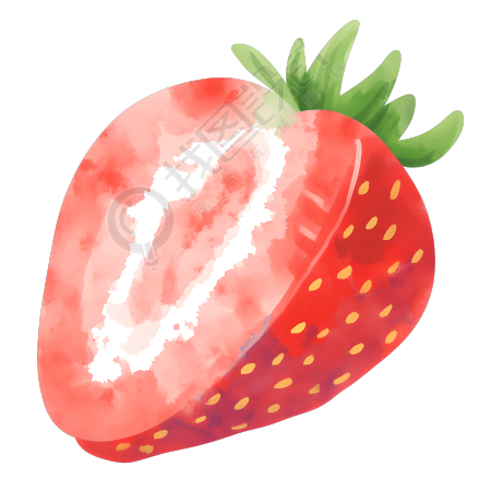 半个草莓插画