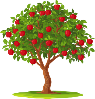 苹果树矢量PNG插图