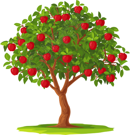 苹果树矢量PNG插图