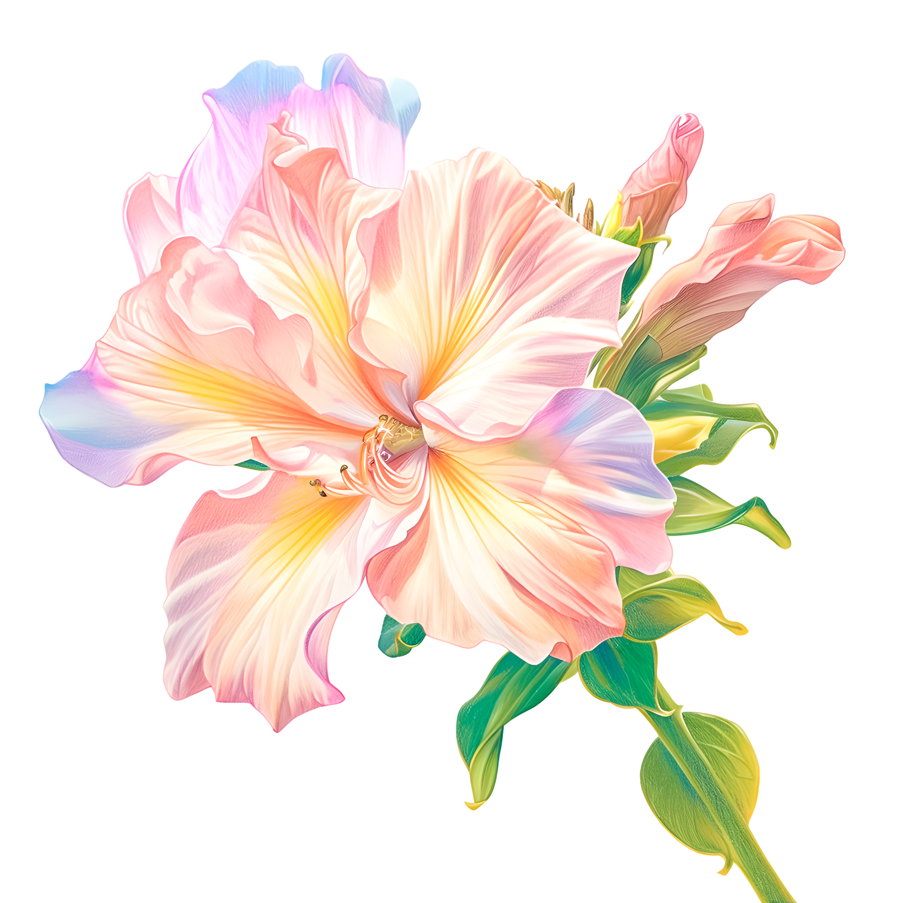 花朵彩铅透明背景素材