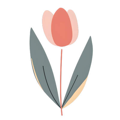 单支郁金香可爱插画