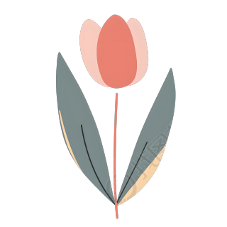 单支郁金香可爱插画