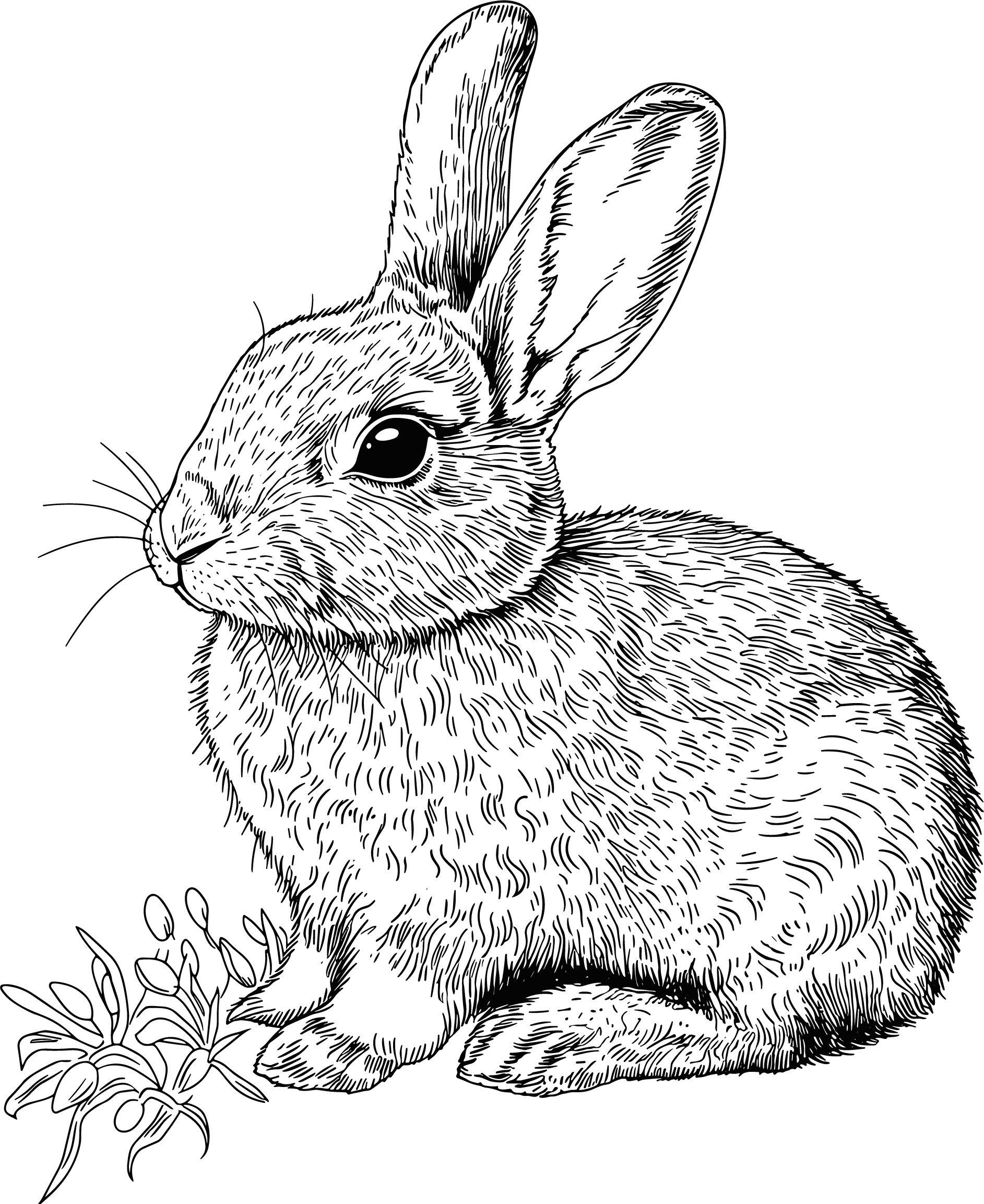 小白兔素描插图