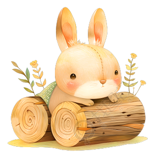 卡通小兔子童趣插画