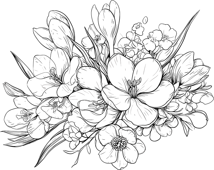 花卉素描插画设计元素