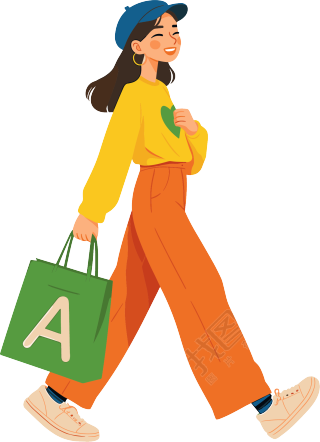 购物女孩插画