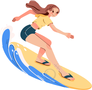 冲浪女生插画素材