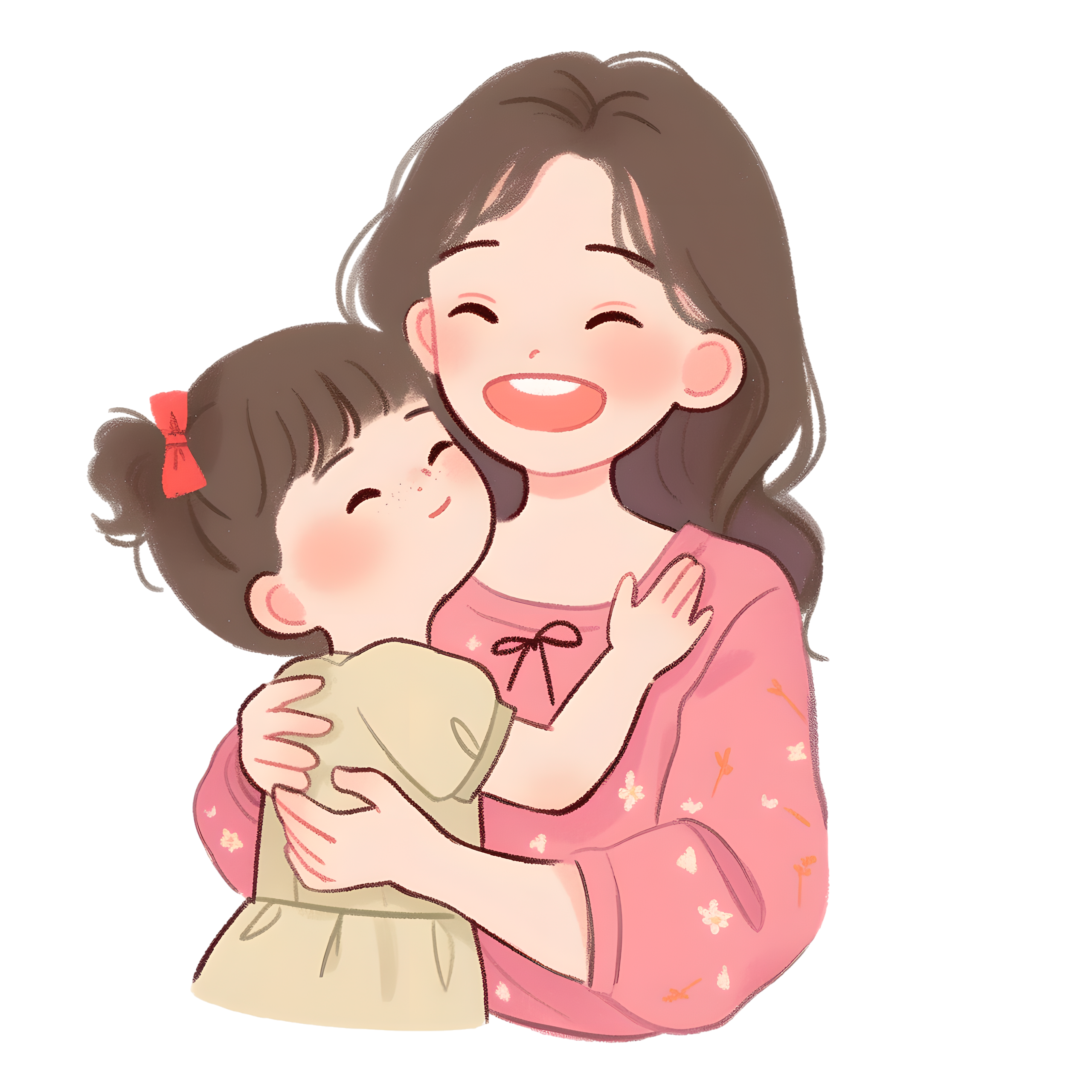 母女儿童绘本插图