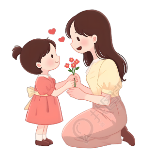母女粉色小花插图