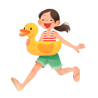 海边旅游开心女孩插画