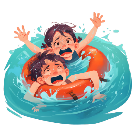 溺水插画素材