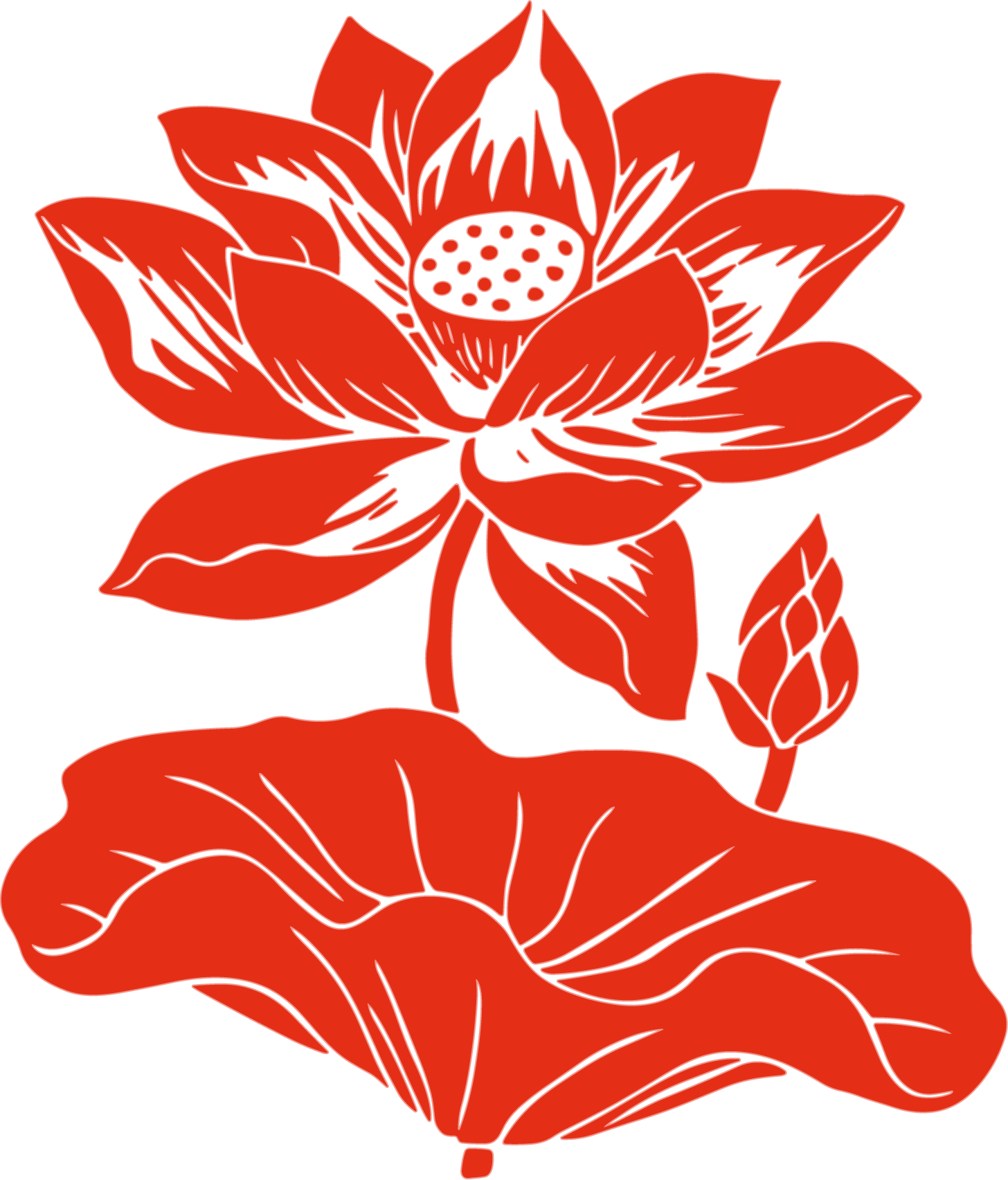 荷花剪纸创意插画