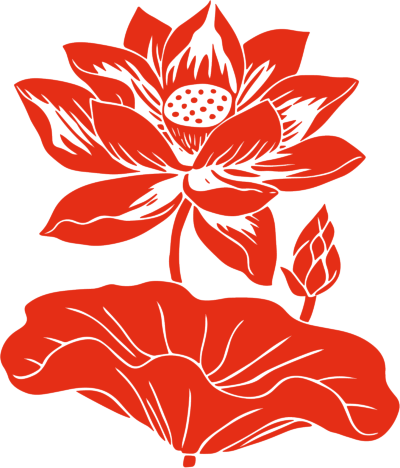 荷花剪纸创意插画