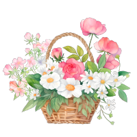花篮儿童水彩插图素材