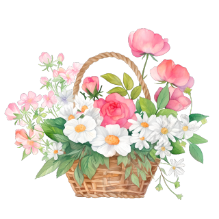 花篮儿童水彩插图素材