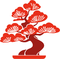 松树盆景剪纸元素
