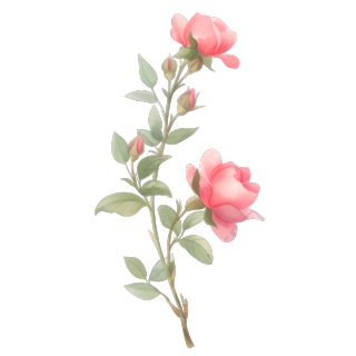 水彩植物玫瑰花唯美插图