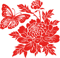 牡丹剪纸可商用素材