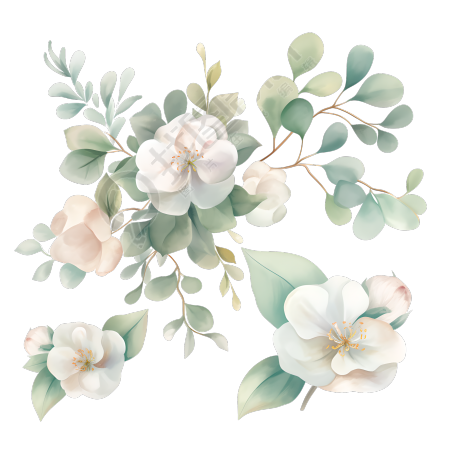 水彩植物简约插图