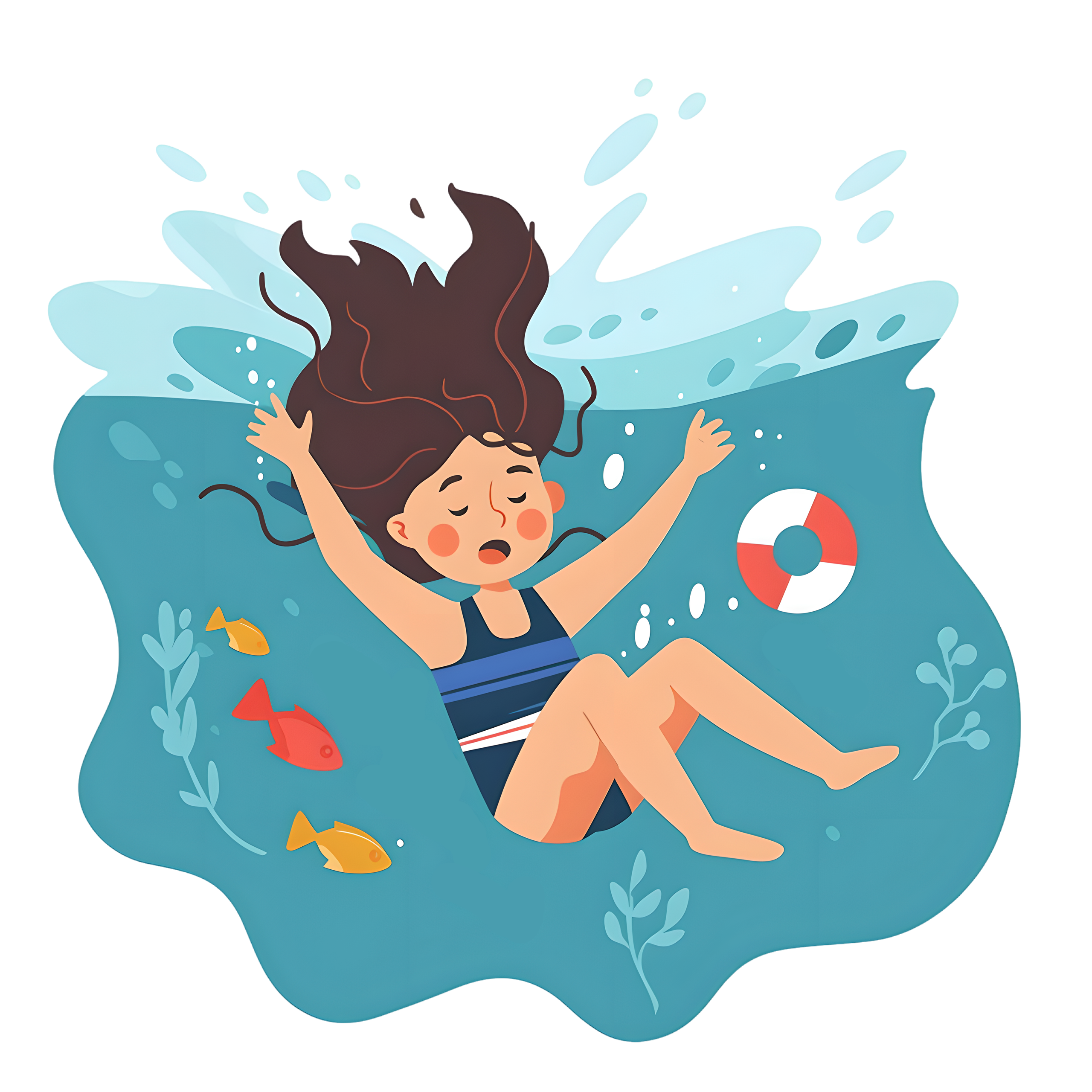 溺水女孩沉入水中素材