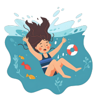 溺水女孩沉入水中素材