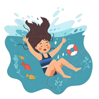 溺水女孩沉入水中素材