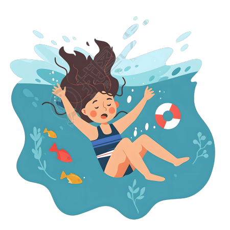 溺水女孩沉入水中素材