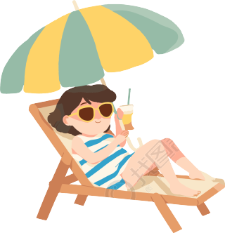 夏季防暑躺椅女孩元素