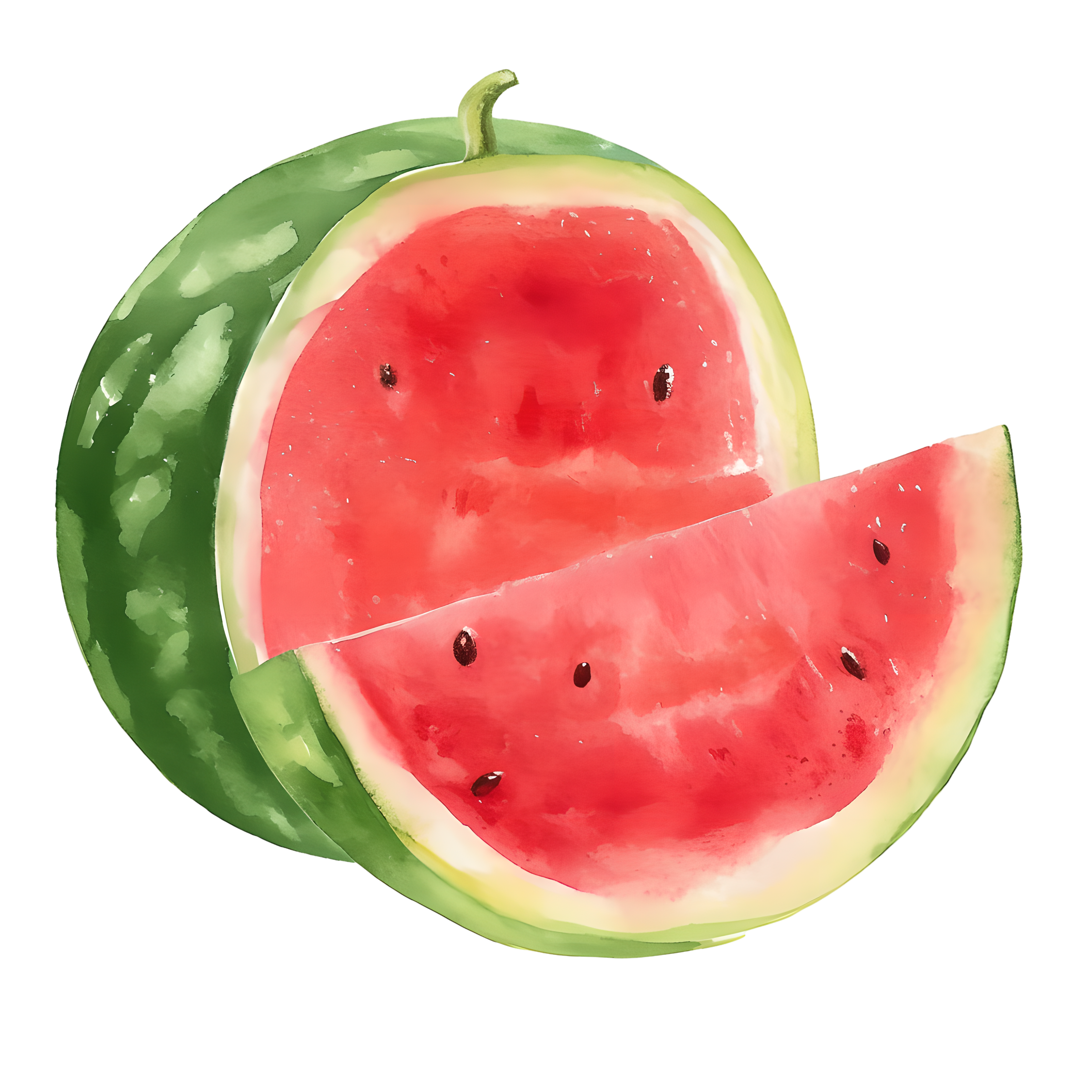 夏天西瓜水彩插图
