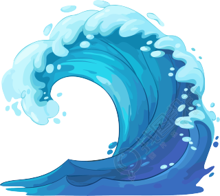 海浪防汛PNG插画